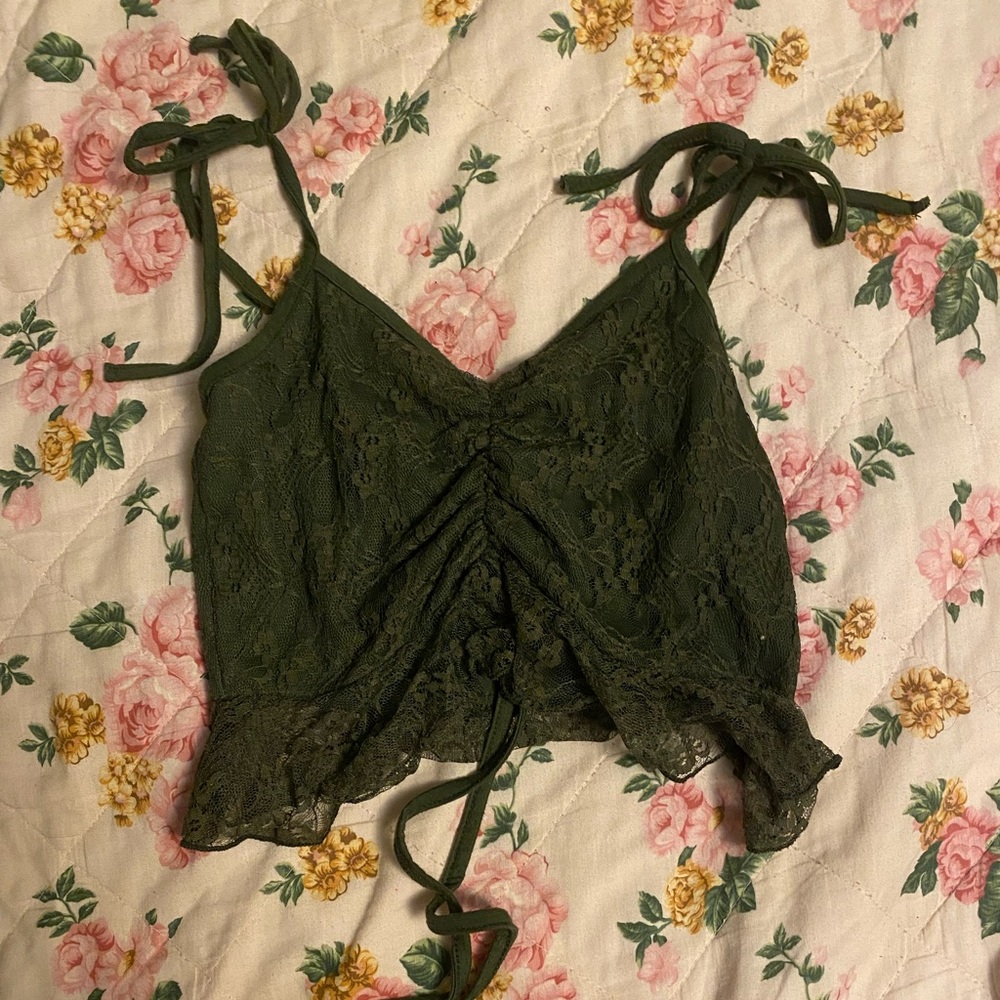 Small Green Laced Crop Top